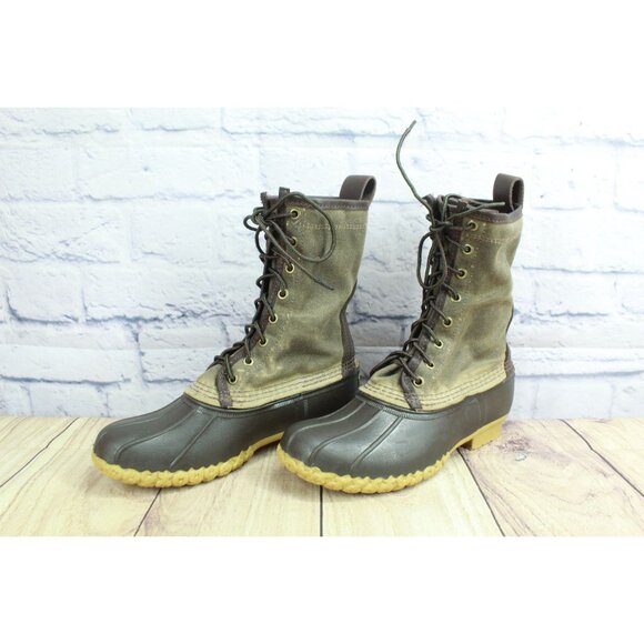LL Bean 10" Signature Waxed Canvas Maine Hunting Shoe Steel Shank 7 M - Picture 2 of 10
